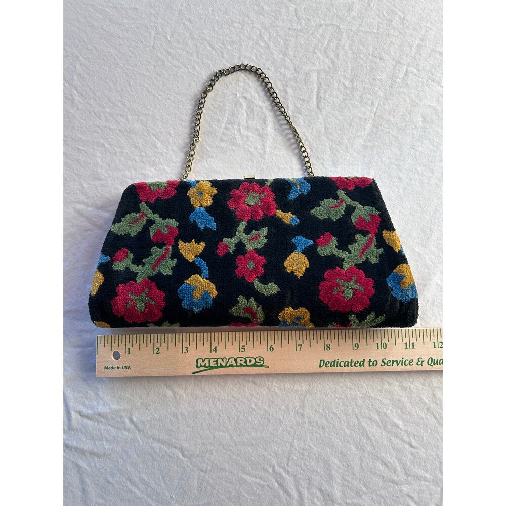 Vintage Black Floral Tapestry Carpet Clutch, 1950's - Picture 7 of 7